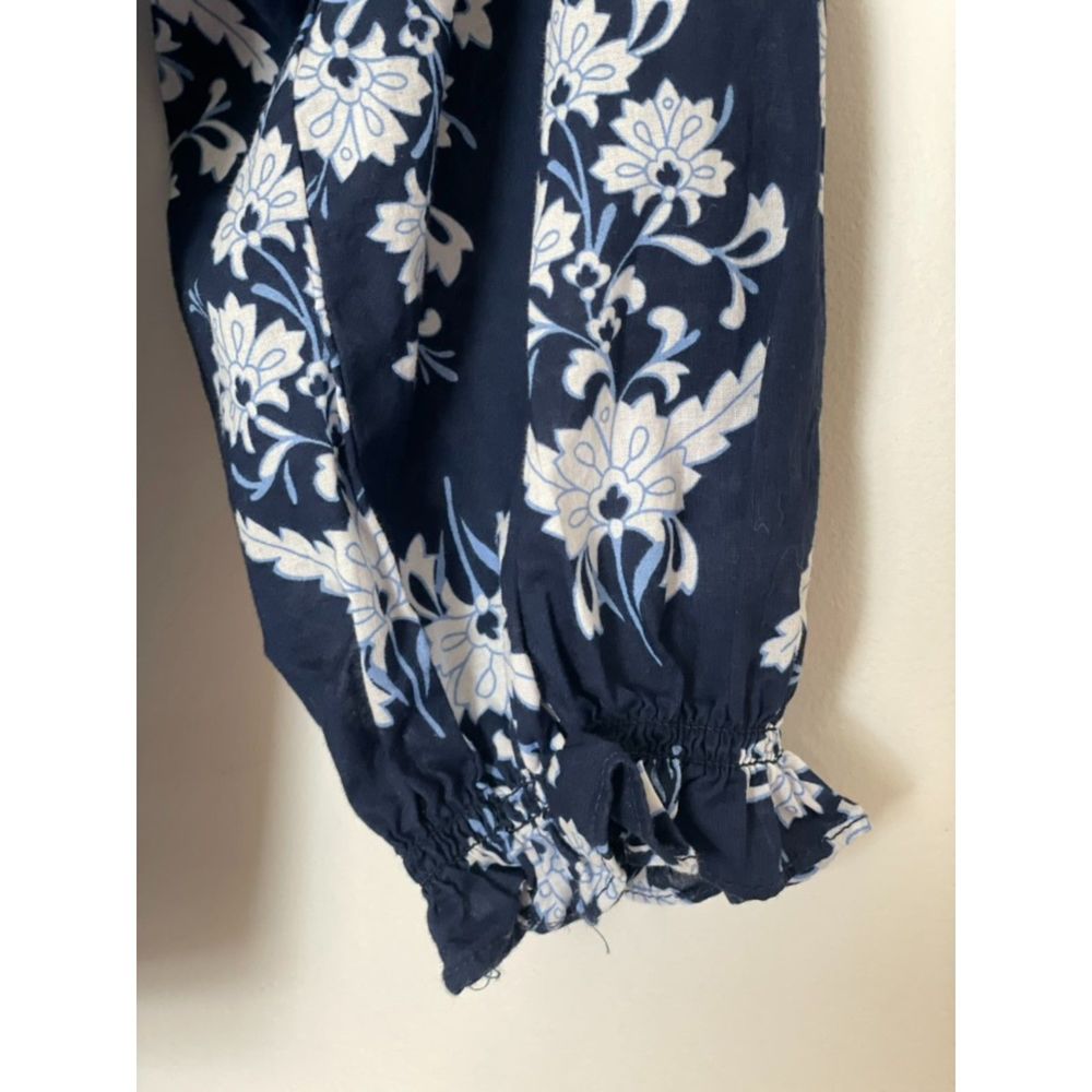 J. Crew Factory Navy Floral Long Sleeves Blouse Preppy top Size XS- Small A4 - Picture 4 of 11